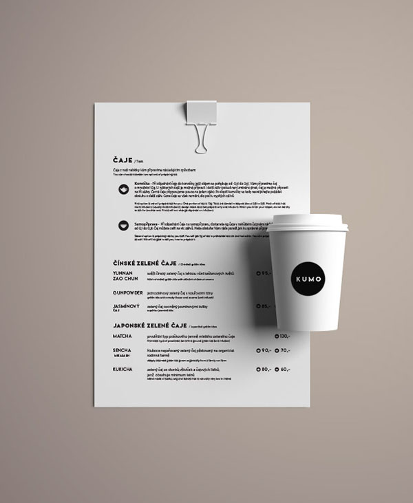 Menu a branding